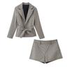 European & American Women's Autumn Casual Plaid Lapel Suit with Shorts