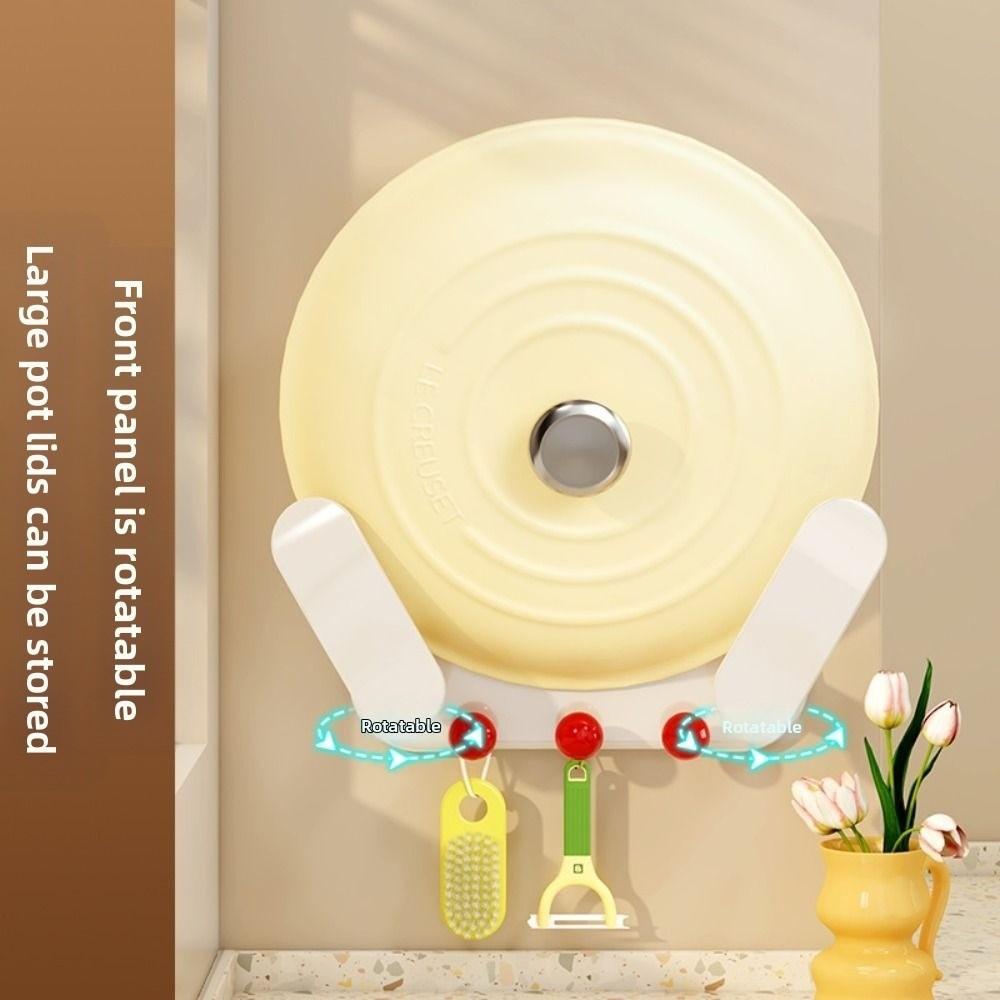Rotatable Pot Lid Storage Rack Save Space Cabinet Pot Lid Organizer  Kitchen