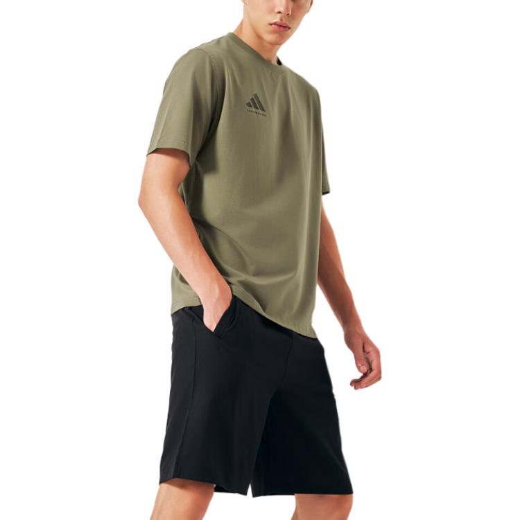 Adidas SS25 Minimalist Breathable Round Neck Short Sleeve T-Shirt Unisex Tops Olive-Green ADICLTS24CTKP-OSSO