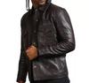 AL KHALID Real New Men's Black Leather Shirt Real Lambskin Causal Fashion Wear Shirt