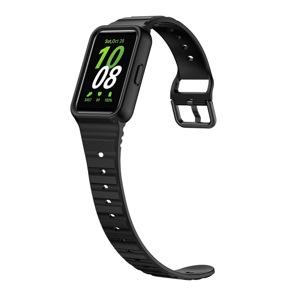 Silicone Case+Strap for Samsung Galaxy Fit3 Replacement Sport Wristband Bracelet Belt Integrated Band for Samsung Fit 3