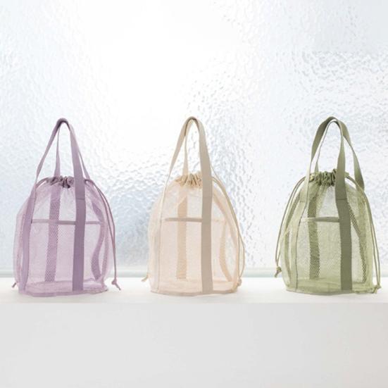 Netz-Strandtasche, Große Kapazität, Zugbeutel, Schnelltrocknender Polyester Dusch-Organizer, für Reise Strand Fitnessstudio