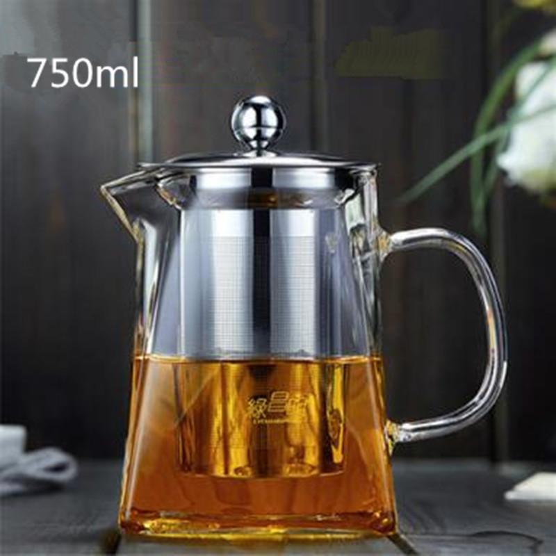 Heat Resistant Glass Teapot With Stainless Steel Tea Infuser Heated Container Tea Pot Decanter Kettle Tea Filter Baskets Teaware