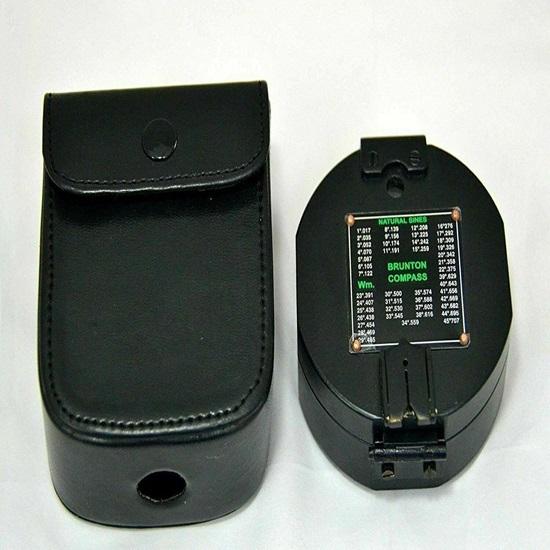 Arbetande Mässing Brunton Fickkompass Med Läderetui
