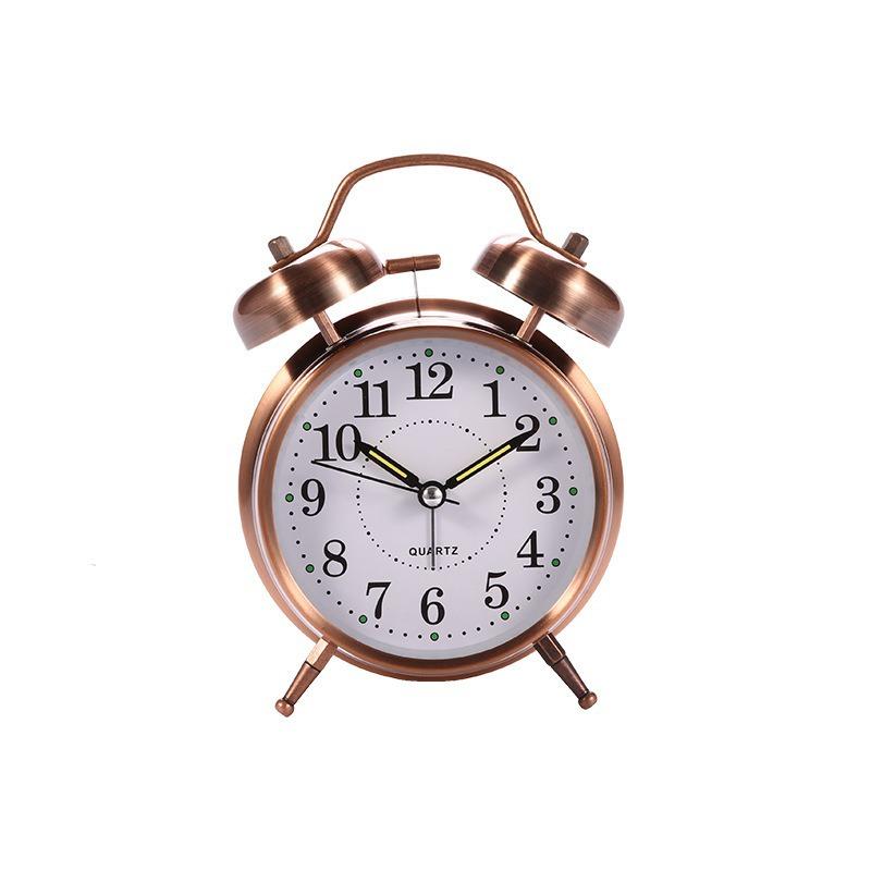 4 Inch Metal Twin Bell Alarm Clocks Loud Volume Alarm for Students Wake Up Clock with On Off Timer Home Bedroom Desktop Clock