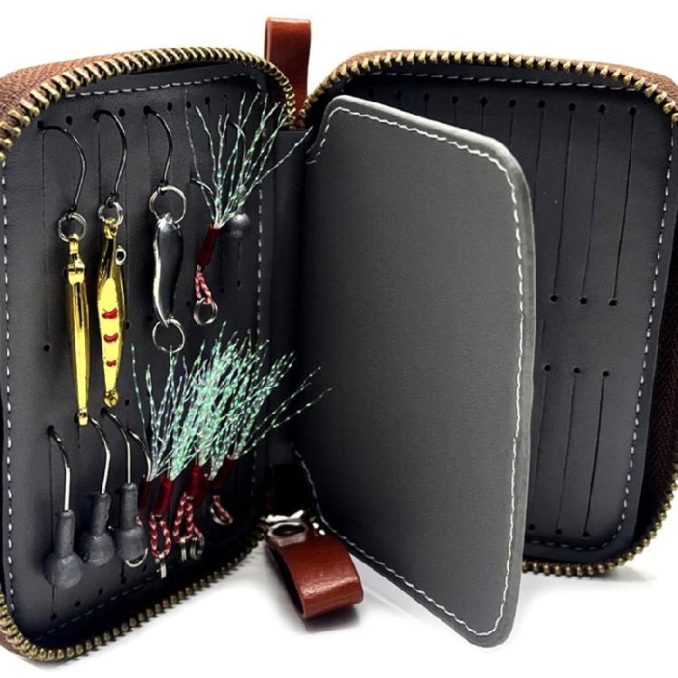 Porta esche rotanti Portaesche per trota Organizzatore in pelle PU Borsa per esche artificiali crankbait Borsa per attrezzatura da pesca Raccoglitore per attrezzatura da pesca