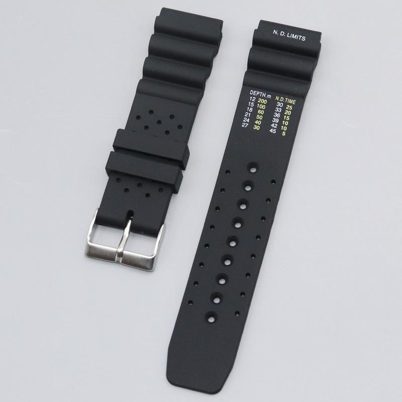 Seiko Diver ND-Compatible Black Rubber Silicone Watch Strap (20/22/24mm)