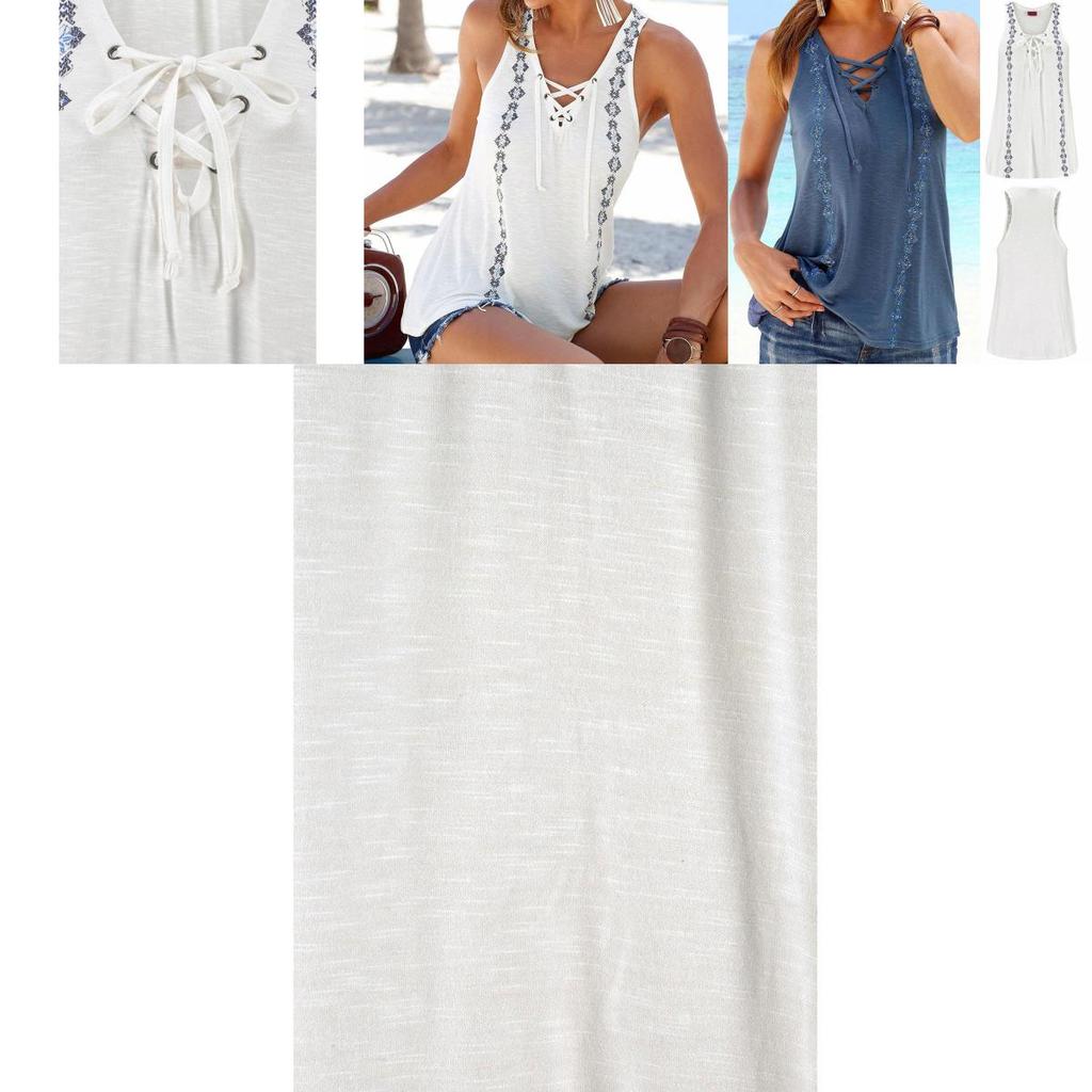 Elegant Women Blouse T-shirt With Summer Print And V-neck Sleeveless Straps Vest