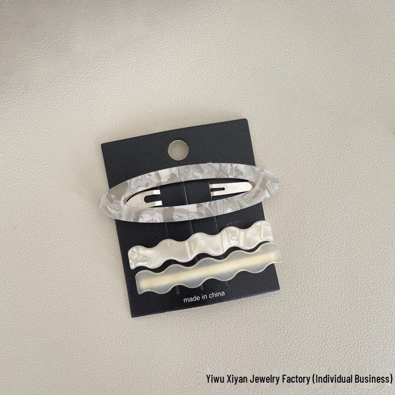 

2025 Vintage Acetate Hair Clip Set: 3 Retro BB Side Clips for Flyaways & Bangs