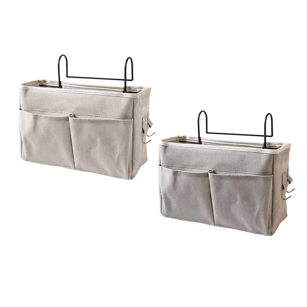 Bedside Hanging Storage Bag Nightstand Hanging Bag Cotton Linen Bedside Storage Pocket  Basket for Bunk Bed Dorm Rooms
