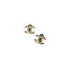 CHANEL [24S new product] new golden square rhinestone double spelled double C stud earrings