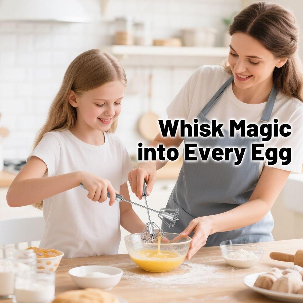 Upgraded Egg Whisk Hand Push Semi Automatic Whisk Durable Rotary Whisk Blender Baking