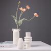 White Ceramic Mini Vase, Chinese Minimalist Desktop Hydroponic Pot for Dried Flowers, Aesthetic