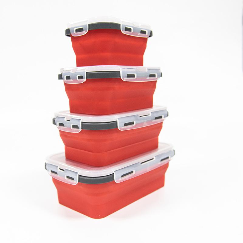 1 STK Silikon sammenleggbar lunsjboks Matkvalitet Firkantet bærbar mikrobølgeovn lunsjboks Utendørs reise piknikkonserveringsboks