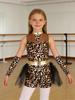 Girls Caveman Cosplay Leopard Pattern Jumpsuit Gloves Mesh Metallic Shiny Patchwork Sleeveless Tutu Skirt
