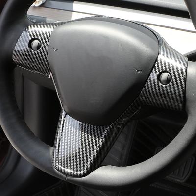 Carbon Fiber Car Steering Wheel Buttons Panel Sticker Trim Cover for Tesla Model 3 2016-2025 Model Y 2019-2025 Accessories