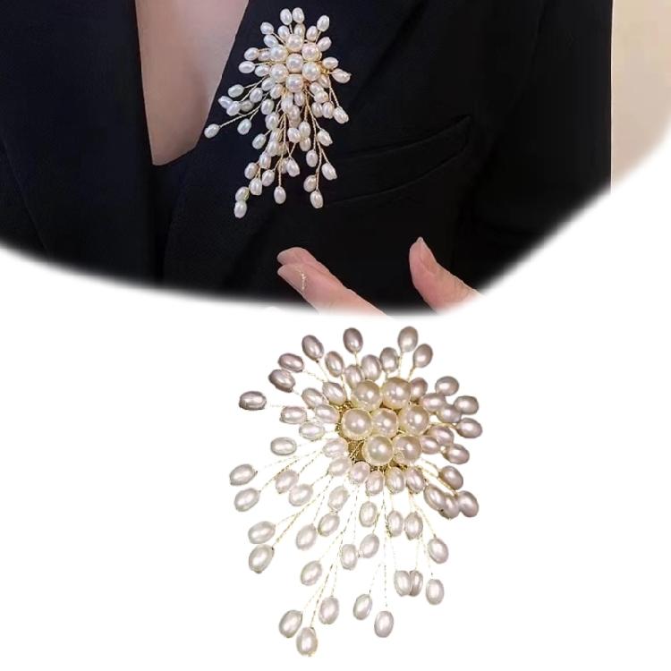 Handmade Imitation Pearls Brooch for Everyday Wear Business Meeting Accessories Sophisticated Lapel Badge Jewelry