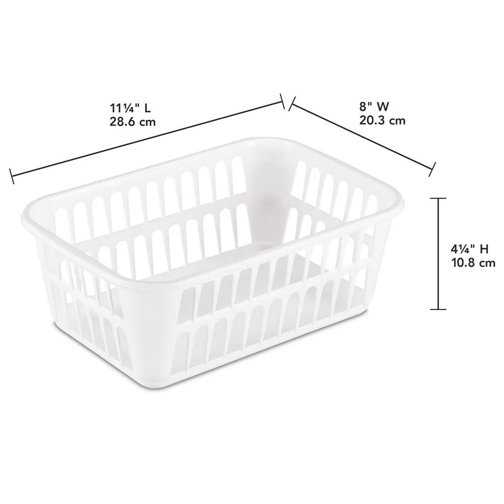 6 Pack Versatile Plastic Storage Baskets Open Bin Ideal Organizing Office Bathroom Kitchen Closet Craft Room Playroom