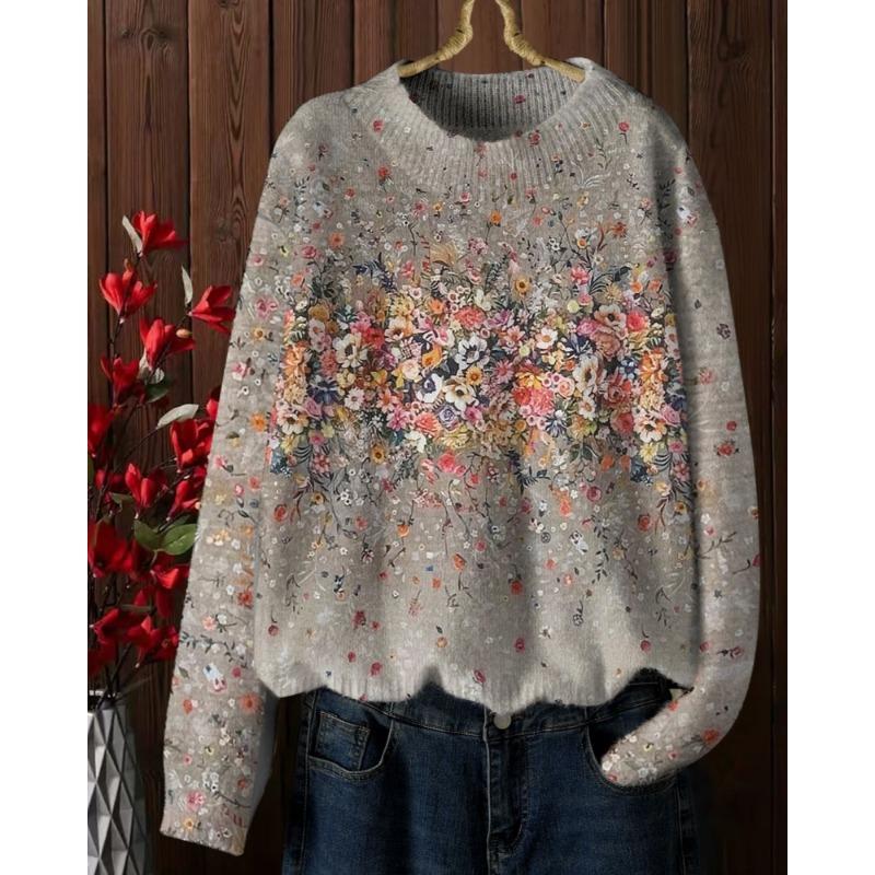 

Модный свитер с принтом Оверсайз Свободного кроя Трендовый Молодежный дизайн Женские пуловеры XL