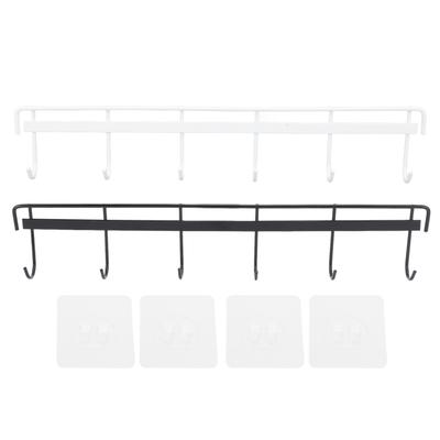 2pcs Wall Mounted Coat Rack Stainless Steel Wall Hanging Coat Hook Rail with 6 Hooks for Clothes