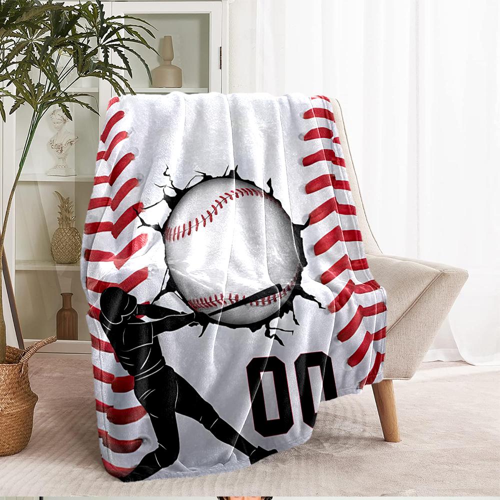 Baseball Theme Printed Blanket - Perfect for Couch, Bed, Travel & Outdoor Use | Machine Washable, Cozy & Durable.