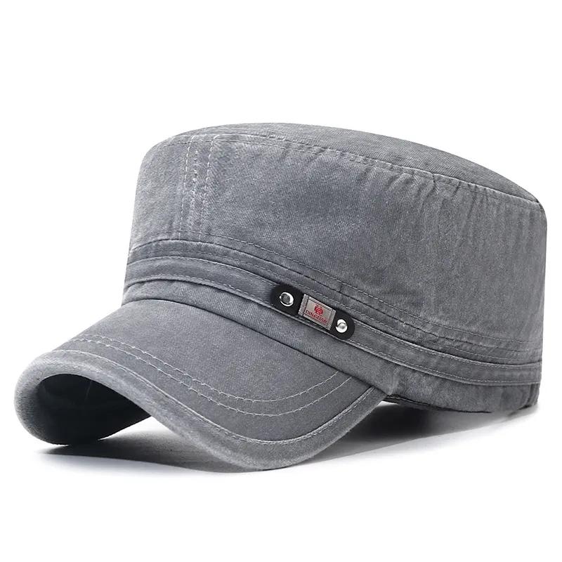 New Washed Hat Made Old Cotton Flat Top Autumn And Winter Peaked Hat Outdoor Breathable Faded Visor Hat Men