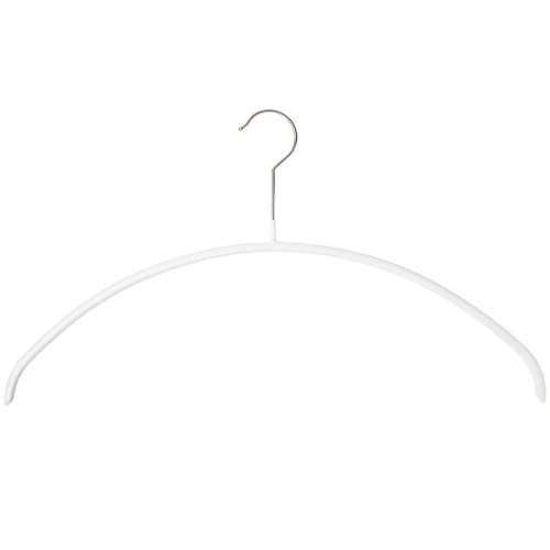 MAWA Economic 40 Hangers, Set of 20, White, Slim, Space-Saving, Non-Slip Coating, Round Hangers, Ideal for Knitwear, Shirts, and Blouses, 360 Rotatin