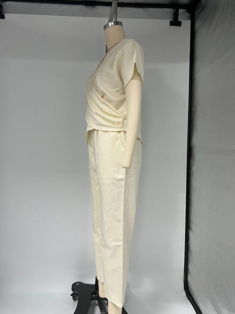 Completo estivo da donna, tinta unita, manica corta irregolare, stile europeo e americano, Collezione Moda 2025