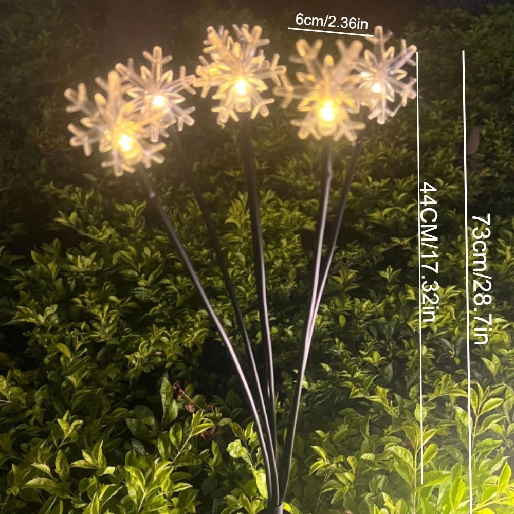1PC Snowflake Solar Christmas Decorations Swaying Garden Lights Outdoor Pathway Solar Lawn Decor Stake Light Warm Light
