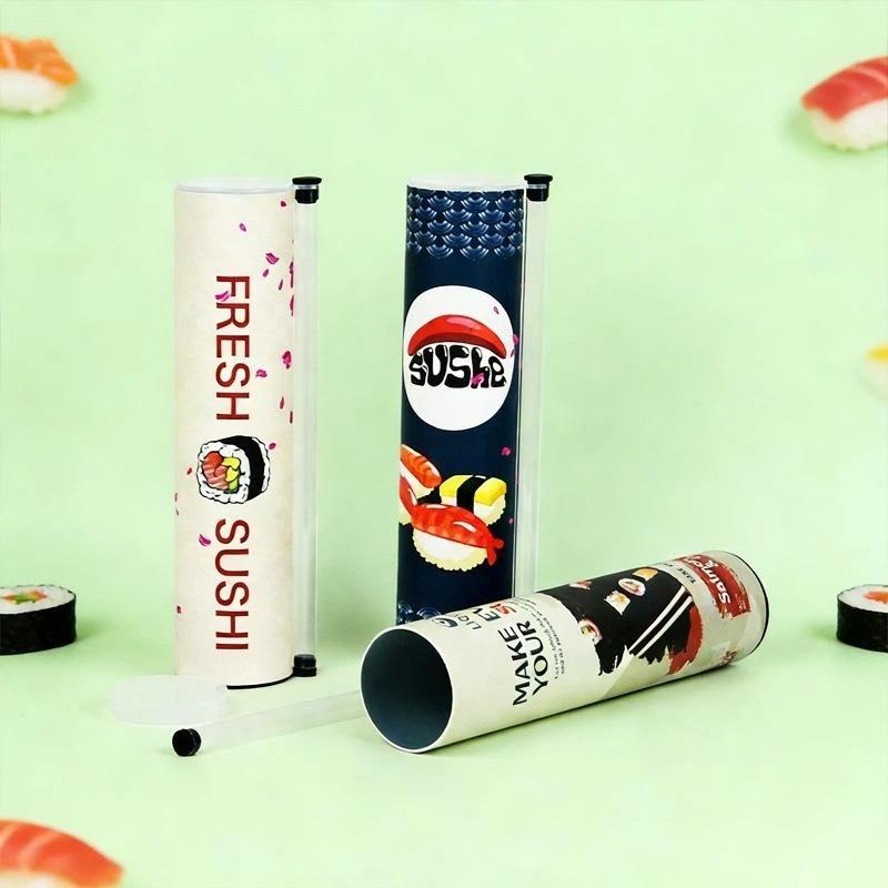 1Pcs Food Grade Sushi Mold Cone Push Up Paper Bucket Package Paper Box Round Sushi Push Box Wich Sauce Straw Bento Accessories