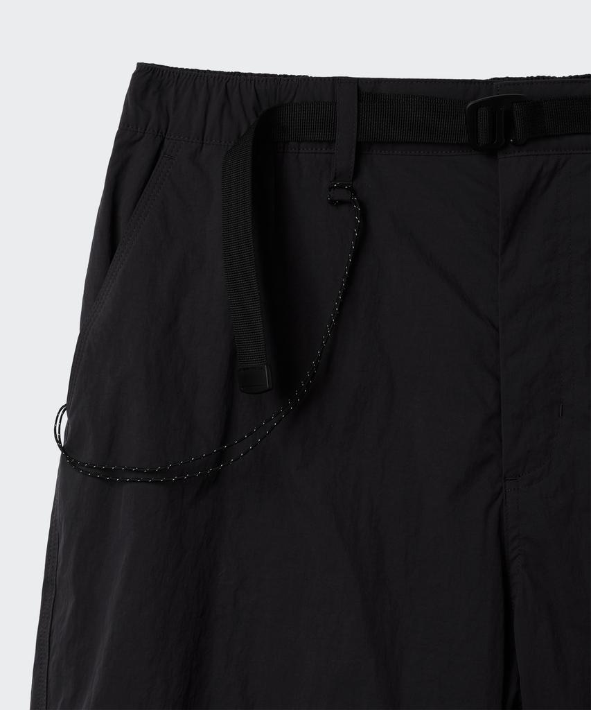Musinsa Standard [City Leisure] Fleece-Lined Wide Belted Parachute Pants [Black]