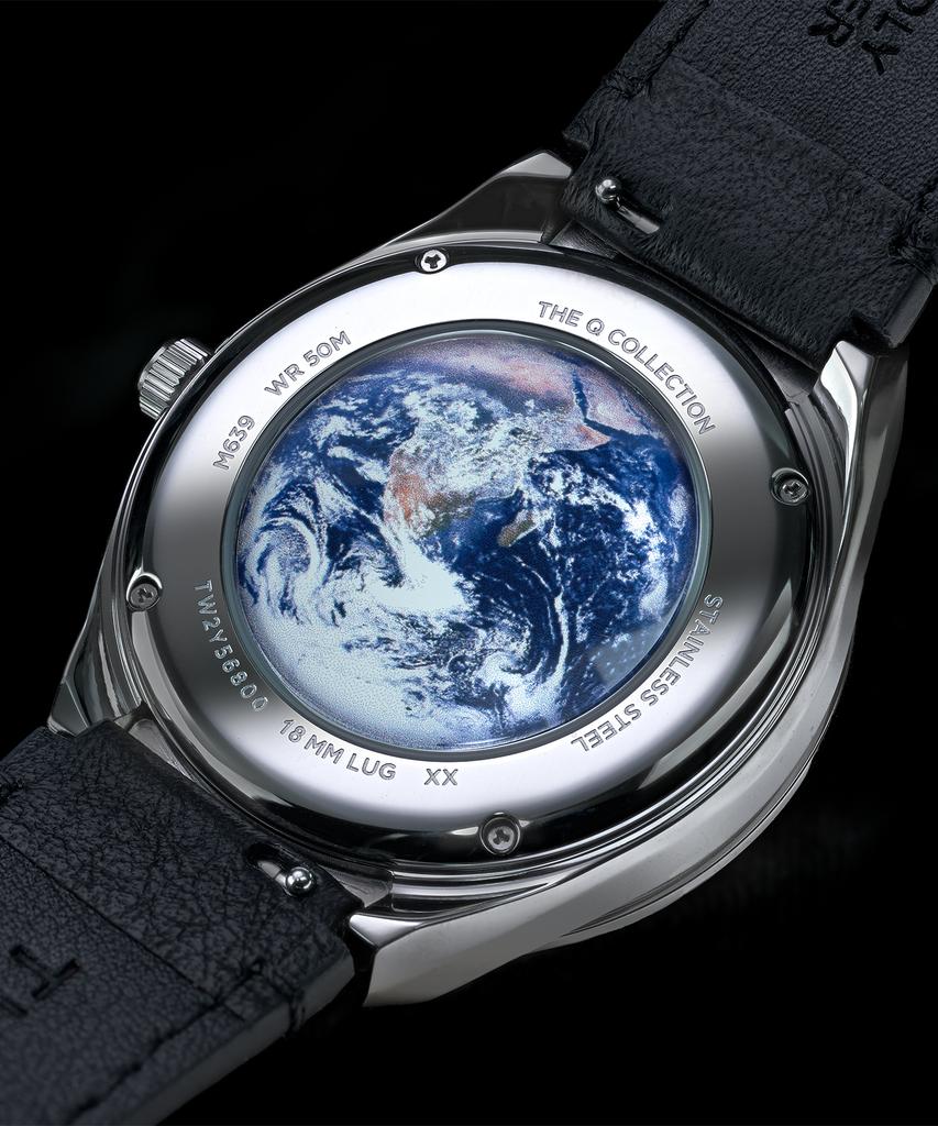 Taimaegseu X Nasa Q Timex Vintage Black Leather Watch 40Mm