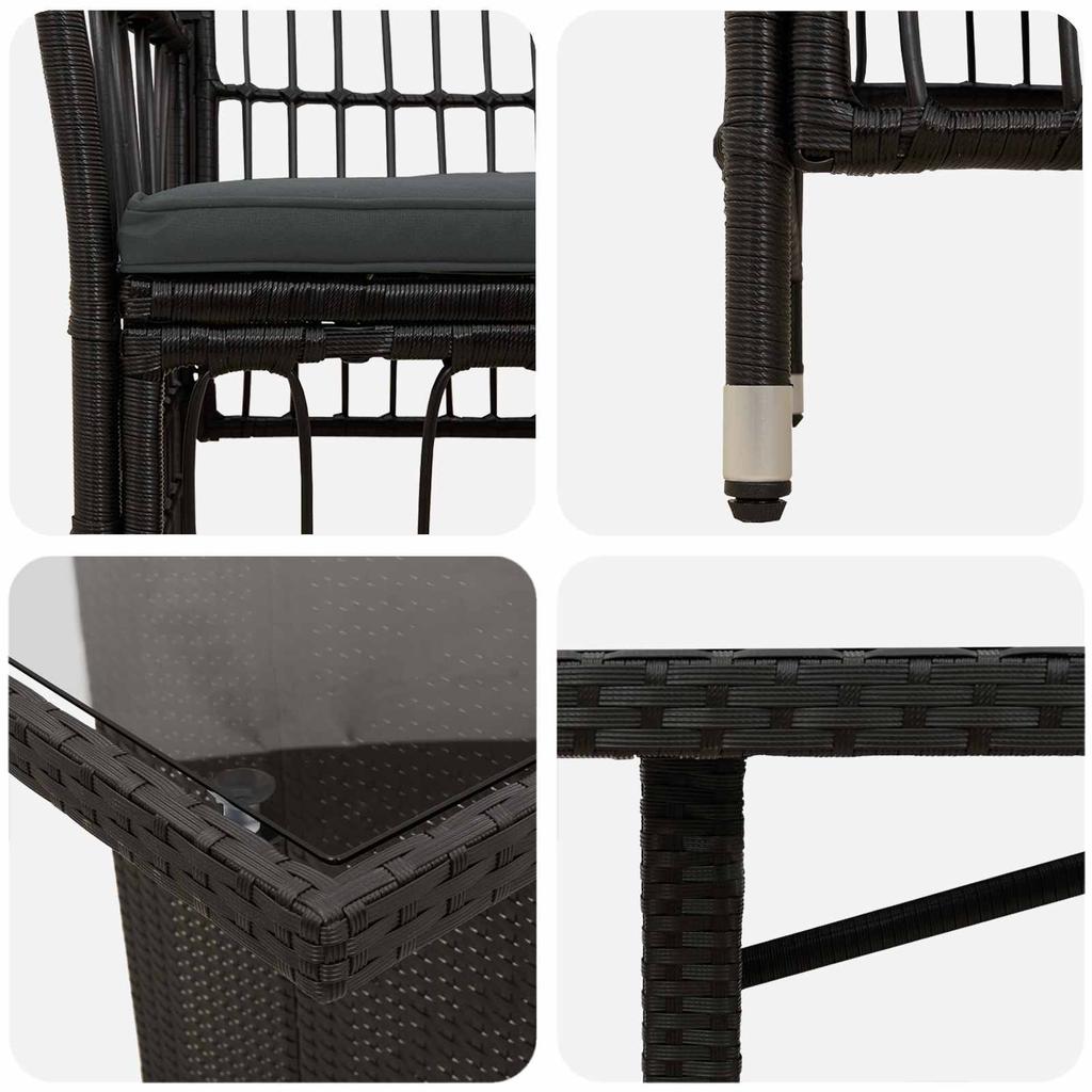 Outdoor Dining Set 9 Pieces Black Poly Rattan