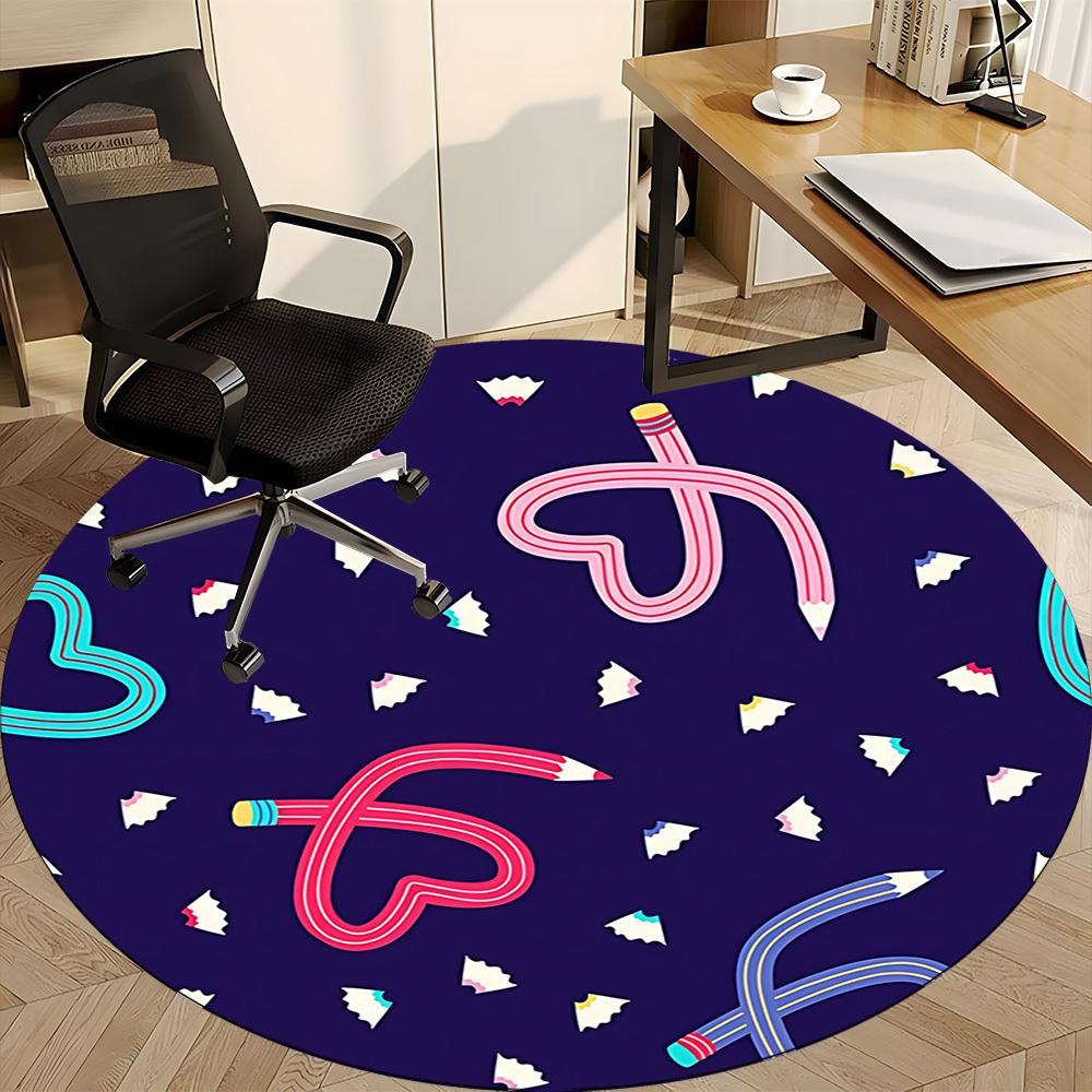 1pc Pencils Office Round Rug, Non-slip, Soft and Durable Office Rug for Interior Decoration, Perfect for Office, Beautiful Decoration yy260323039