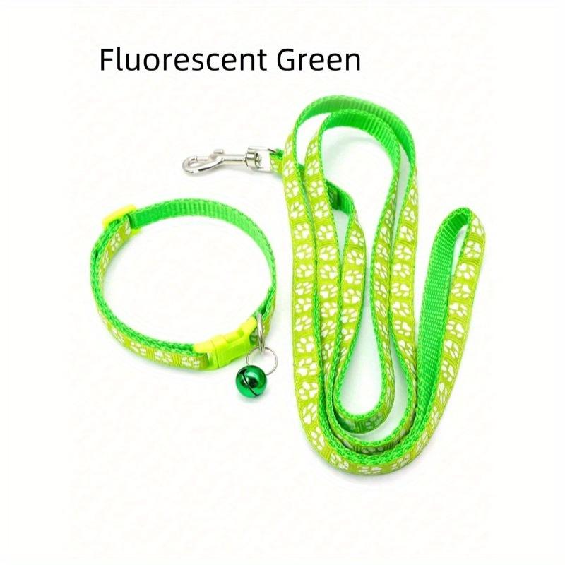 

Очаровательный цельный набор кошачьего ошейника и поводка с милой подвеской в виде лапки - Регулируемый ошейник для котят, Мягкое ожерелье для маленьких собак и кошек XS