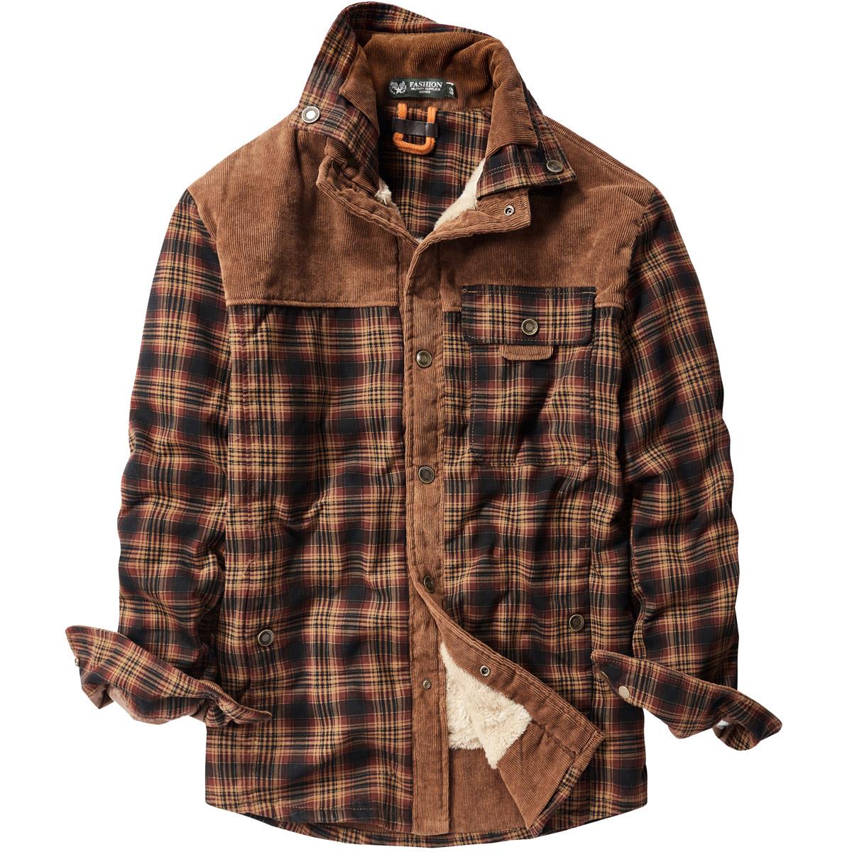 

Осенне-зимняя клетчатая рубашка мужская с длинными рукавами в корейском стиле вельветовая повседневная рубашка куртка из утолщенного бархата и овечьей шерсти 5XL