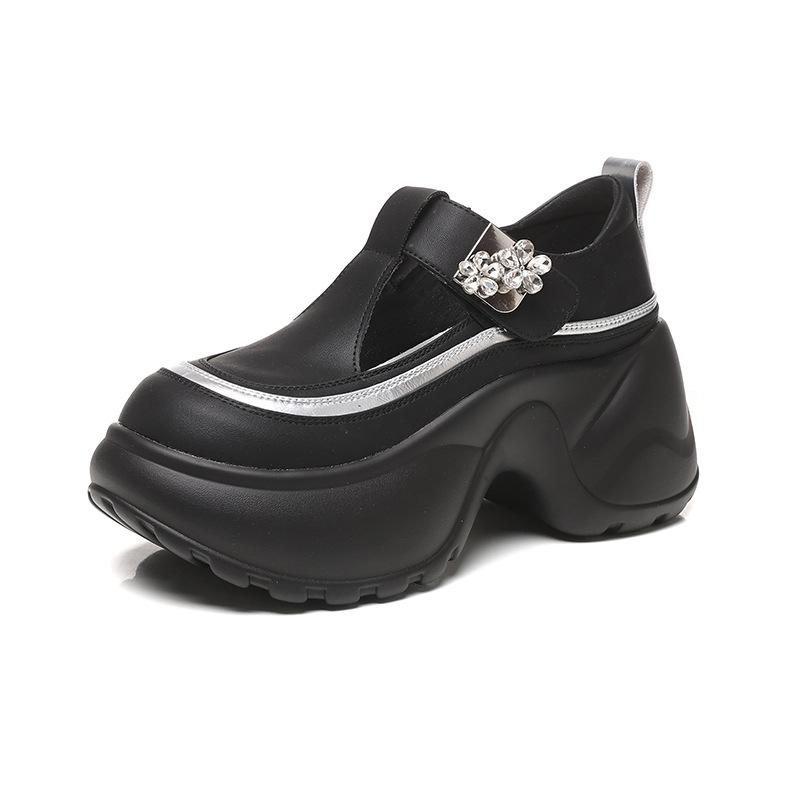 Fashion Fashion Glitter Decoration Casual Shoes Women 2025 Autumn Thick Bottom Mary Jane Shoes Soft Chunky Platform Sneakers