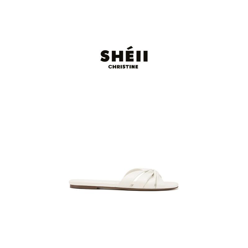 

Кожаная версия~ квадратные тапочки из овчины с плиссировкой на плоской подошве, женские крутые тапочки для улицы, лето 40