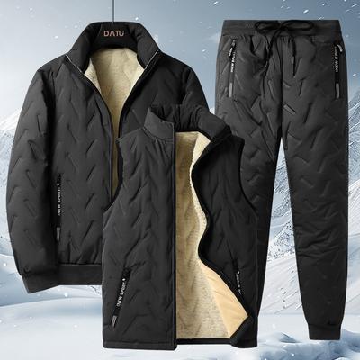 Große Größen Herbst und Winter Herren Warme Dreiteilige/Zweiteilige Lammfleece-Weste+Jacke+Baumwollhose/Jacke+Baumwollhose 7XL
