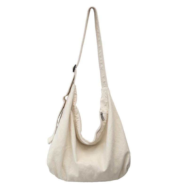 Rd lala Casual Crossbody Tas Retro Grote Capaciteit Canvas Tas, Duurzame Ritssluiting voor Pendelen, Reizen & Winkelen wit