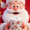 4pcs Christmas Toilet Paper -Santa Claus Holiday Design with Reindeer,Snowflakes & Candy Canes-Wooden Core Jumbo Roll for Home