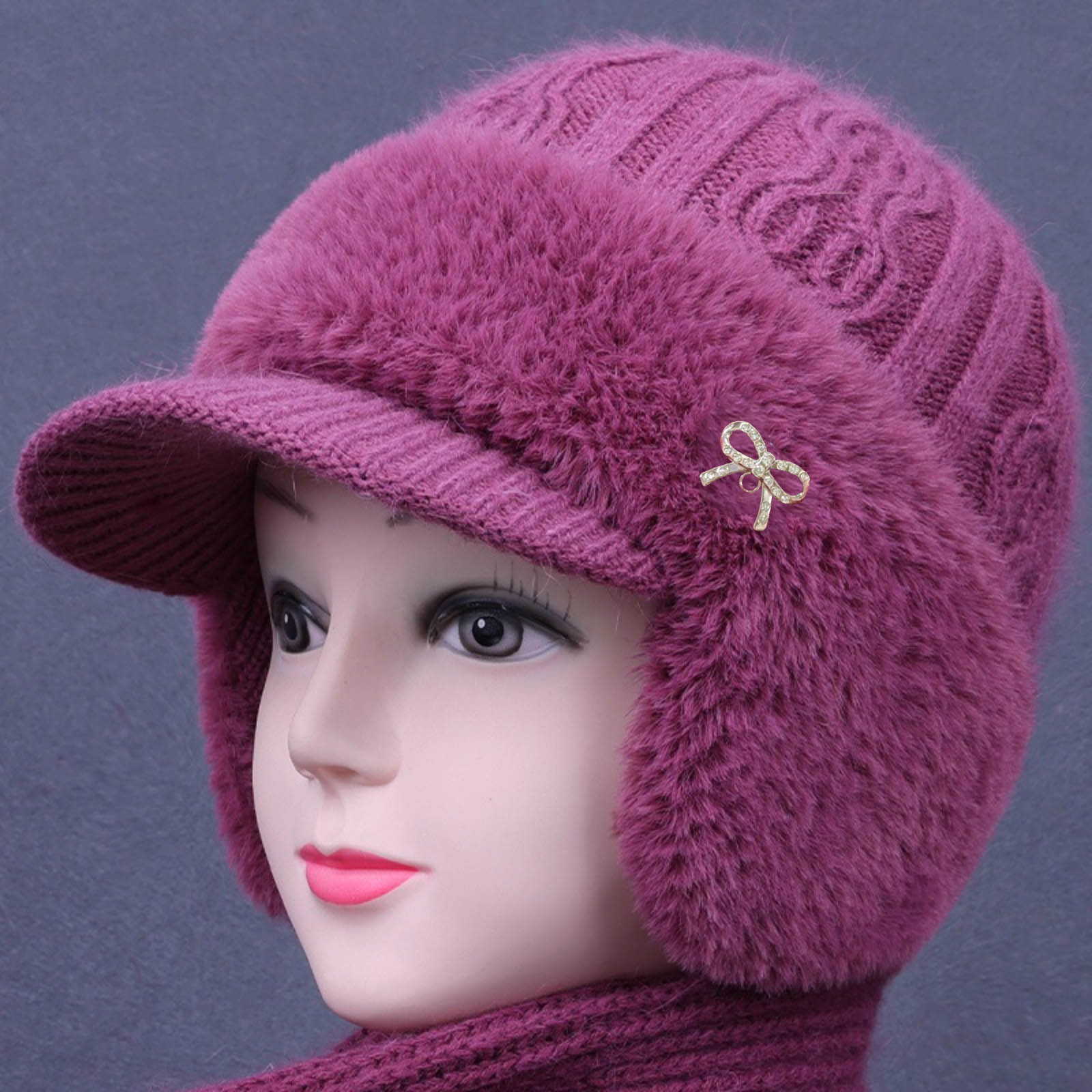 

Жіноча тепла шапка-пуловер для занять спортом, повсякденна шапка на вуха One Size