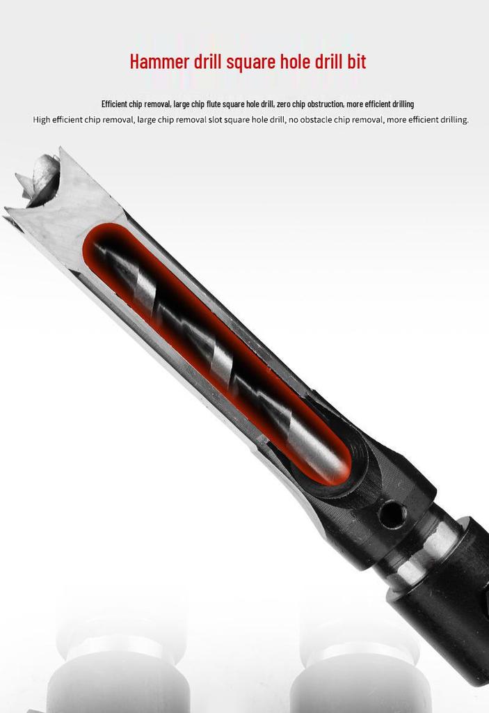 Electric Hammer Square Shank Drill Bit for Woodworking - Two Holes & Grooves