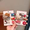 Cute Cartoon Plaid Kt Cat Children'S Hairpin Autumn And Winter Milk Coffee Girl Forehead Bangs Clip Baby Hairpin Clip