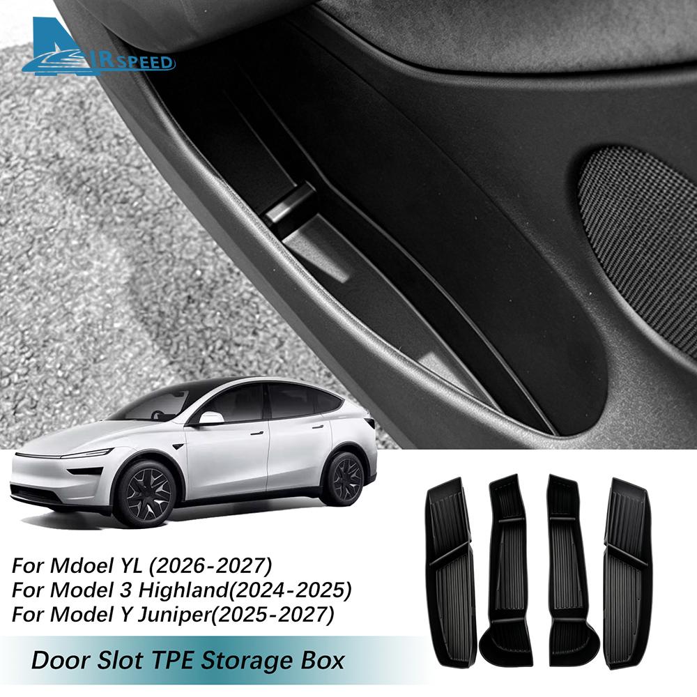 Premium TPE Door Slot Organizer for Tesla Model Y L Refresh 2026-2027 - 4-Pack Car Door Pocket Organizer Interior Accessories