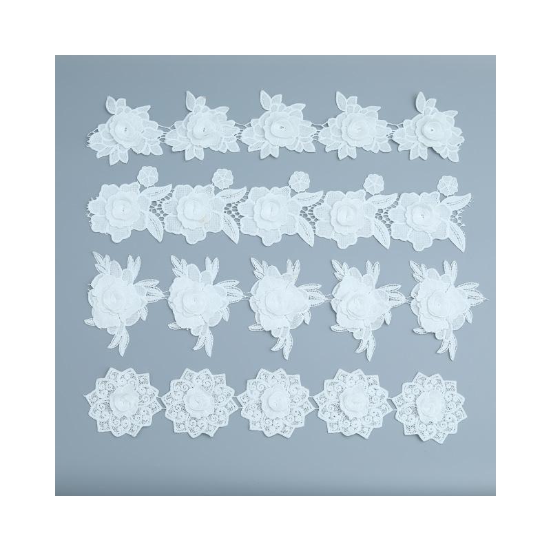Three-Dimensional Handmade Three-Dimensional Flower Double-Layer Embroidery Barcode Milk Silk Lace Clothing Accessories Home Accessories