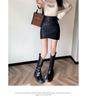 Brown Leather High-Waist Irregular Half Skirt for Women - Chic, Hip-Hugging, Coffee Color, Perfect for Spring & Autumn 2026.