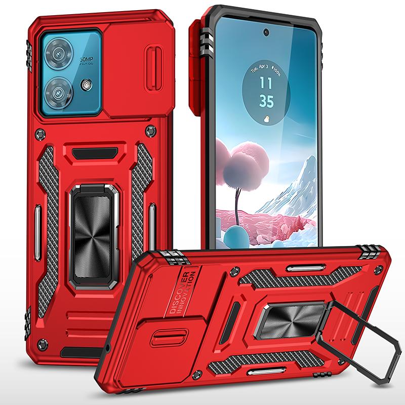 Armor Series For Motorola Edge 40 Neo 5G Case PC+TPU Phone Cover with Kickstand/Lens Shield