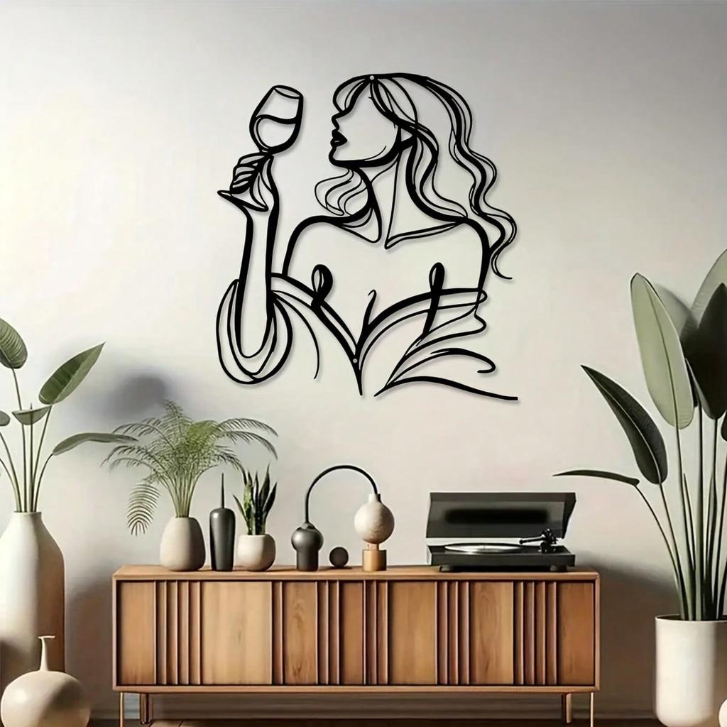 Elegant Metal Wall Art Female Sculpture Indoor Outdoor Modern Decor Minimalist Home Living Room