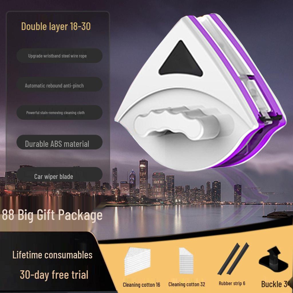 Strong Magnetic Triple-Layer Glass Cleaning Squeegee for High-Rise Windows